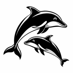 Dolphin silhouette isolated on white Vector Illustration 