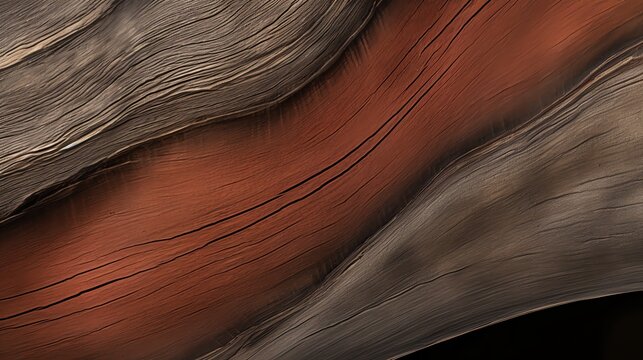 Illustrate the detailed grooves of a weathered tree bark, symbolizing the passage of time and endurance, in the midst of a serene wilderness setting at eye-level, through intricate digital rendering t