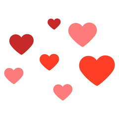 Png red hearts clipart, celebration sticker design