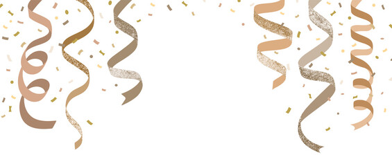 Png gold spiraling ribbons frame, celebration, transparent background