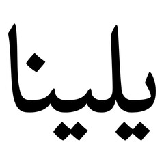 Yalina Muslim Girls Name Naskh Font Arabic Calligraphy