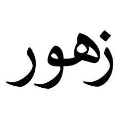 Zuhur Muslim Girls Name Naskh Font Arabic Calligraphy