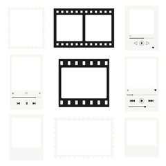 Simple photo png frame stickers, transparent design set