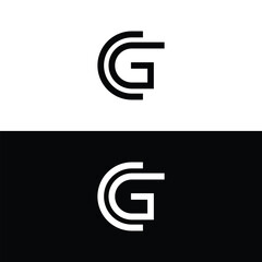 Initial letter CG or GC logo design vector black and white