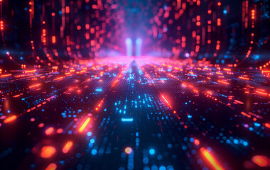 Naklejka premium Futuristic technology background,global internet network using Artificial intelligence technology.