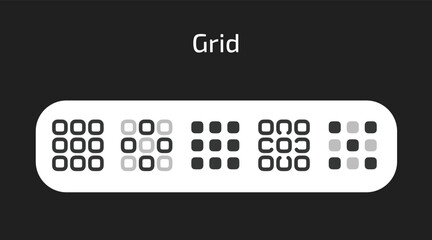 Grid icons in 5 different styles as vector