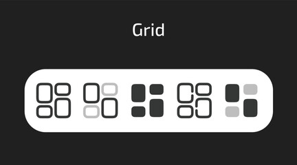 Grid icons in 5 different styles as vector