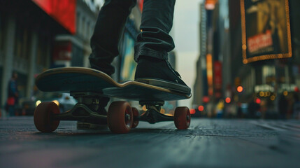 Fototapeta na wymiar A sleek skateboard gliding along a city street.