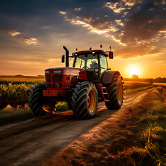 red tractor on a field