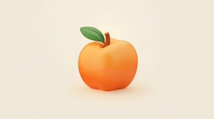 Modern illustration of a fruit isometric icon, orange with leaf, apple or round berry