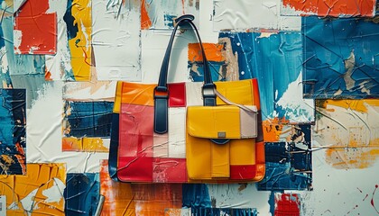 Abstract shopping collage with bags, textures, and photo elements. Use collage shopping image for social media marketing campaigns.