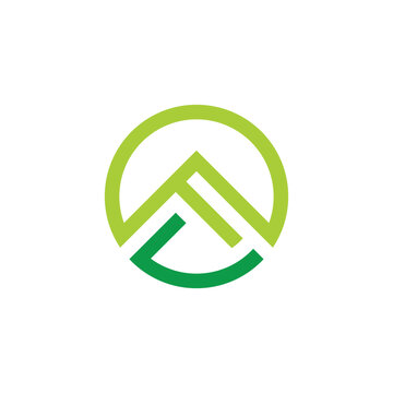 recommend clip art: letter f u green mountain circle geometric logo vector