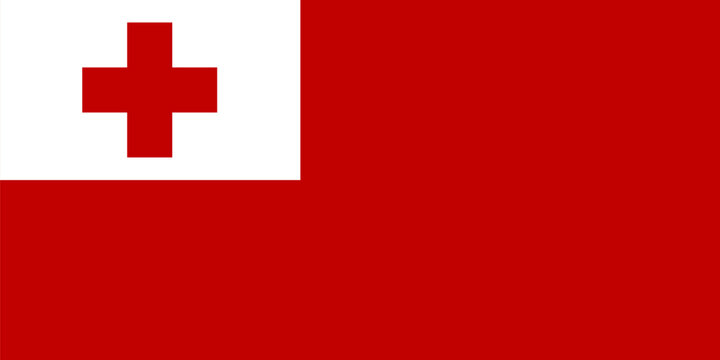 National Flag of Tonga. Vector Tonga flag