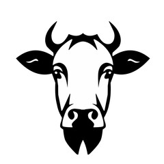 vector cow head, isolated black and white cow.