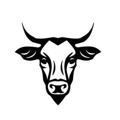 vector cow head, isolated black and white cow.