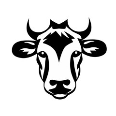 vector cow head, isolated black and white cow.
