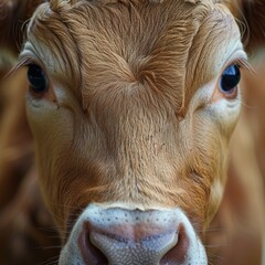 A close up of a cow's face.
