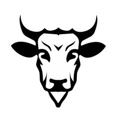 vector cow head, isolated black and white cow.