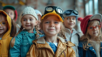 Kids excitedly immerse themselves in role-playing activities,  imagining themselves in different professions as they wear corresponding costumes