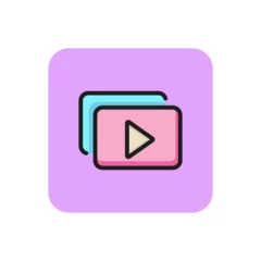 Fotobehang Icon of multimedia symbol. Media player, file, pause. Interface concept. Can be used for topics like entertainment, cinema, video file © SurfupVector