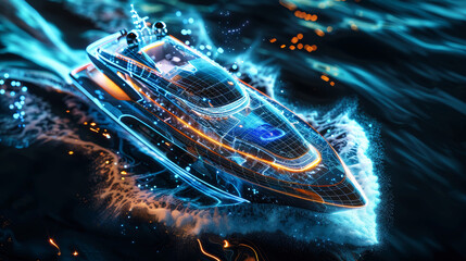 A 3D illustration of a majestic sea yacht gracefully floating on tranquil waters