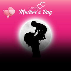 Happy Mother's day Vector Illustration with beautiful moon background
