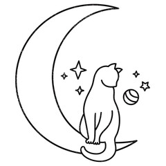 Moon cat png sticker, doodle, transparent background