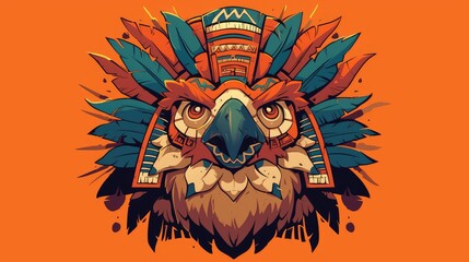 Fototapeta premium Cartoon mascot symbol featuring an Aztec animal 2d character