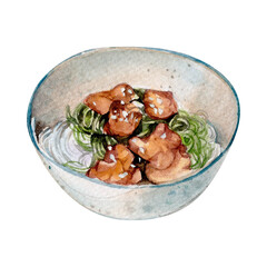 chicken with vegetables with transparent background