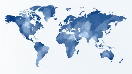Fototapeta na wymiar Blue watercolor world map