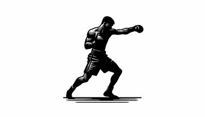 Fototapeta premium black boxer image white background