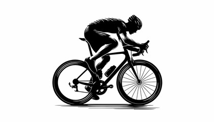 Obraz na płótnie Canvas black cyclist picture white background