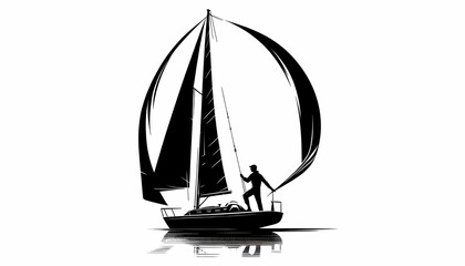 black sailboat racer image white background