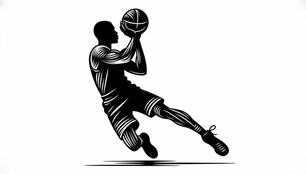 black basketball player image white background