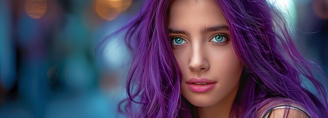 Obraz na płótnie Canvas a stunning young lady with beautiful purple hair
