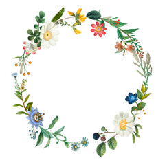 Botanical wreath png frame sticker hand drawn illustration