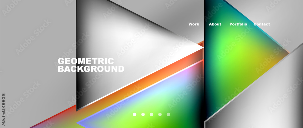 Poster This geometric background features a rainbowcolored arrow. It is a vibrant display on a computer monitor, capturing attention with its bold colors