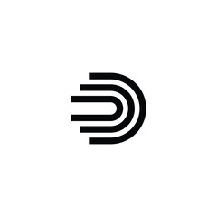 Alphabet Letter D line logo design vector. D logo icon template - obrazy, fototapety, plakaty