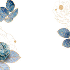 Blue floral frame with gold elements