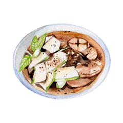 salad with mushrooms and cheese with transparent background