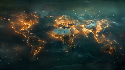 Fototapeta na wymiar The World Map as a Network: A Digital Connection