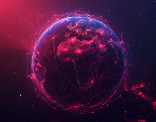 Futuristic Digital Globe with Network Lines
