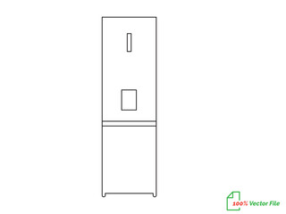 Refrigerator line art vector, icon minimalist illustration design template. Fridge  line art vector illustration. Best fridge outline design. hand drawn cartoon fridges Vector illustration.