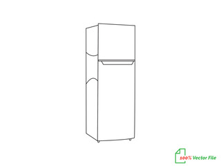 Refrigerator line art vector, icon minimalist illustration design template. Fridge  line art vector illustration. Best fridge outline design. hand drawn cartoon fridges Vector illustration.

