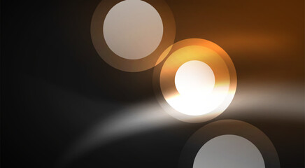 A pattern of circles emitting ambertinted light on a dark background, captured in a still life photography event. The lens flare adds to the mysterious atmosphere
