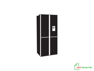 Refrigerator with two doors for food storage. Kitchen electrical equipment. Continuous line drawing. Linear illustration, isolated on white background. Fridge drawn style vector design illustrations
