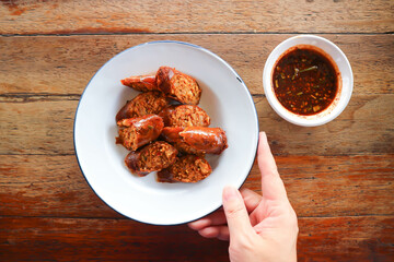 sausage or Northern Thai sausage, sausage or spicy sausage with dip