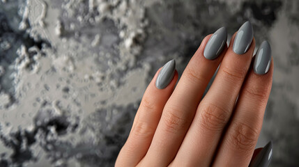 Professional Hand Model with Steel gray Nails
