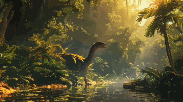 an image of a dinosaur in the jungle