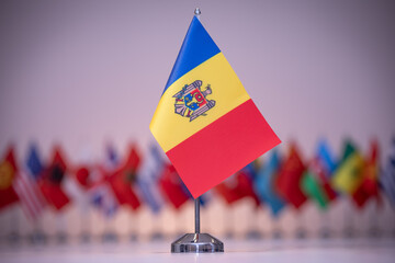 Moldova flag with a gray and clean background.